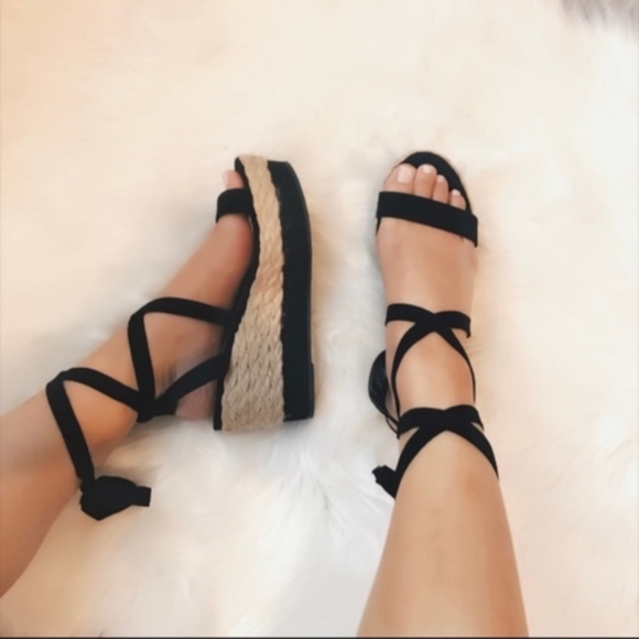 Shoes - Last few! Lace up Espadrille Sandal Wedge